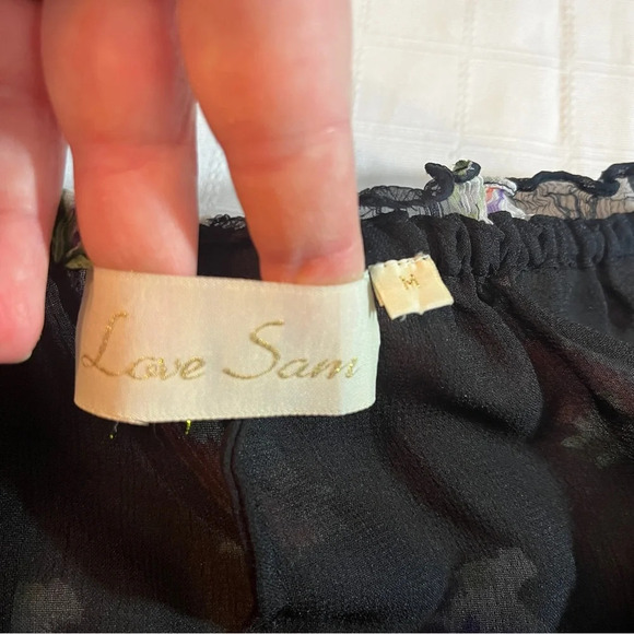 Anthropologie Love Sam Whimsigoth Fairy Grunge Sheer Sleeves Dark Floral Size M - Picture 3 of 7